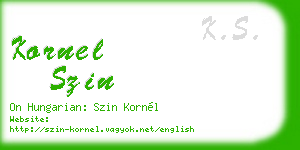 kornel szin business card