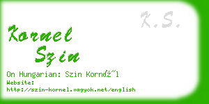 kornel szin business card